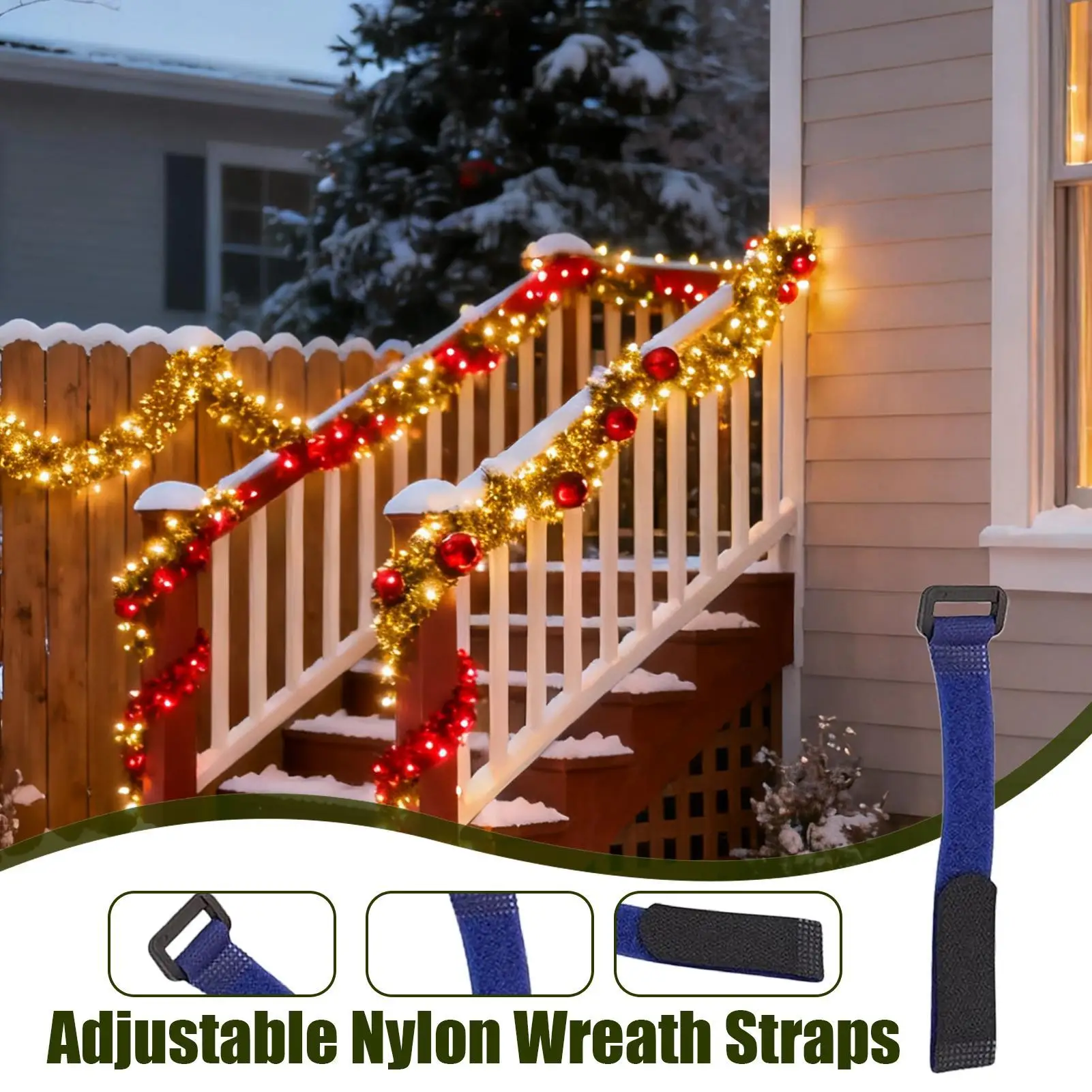 

Ремни для рождественских гирлянд, 20 шт., регулируемые декоративные ремни для венков, вешалка для рождественской гирлянды, галстуки для лестниц, перила, заборы