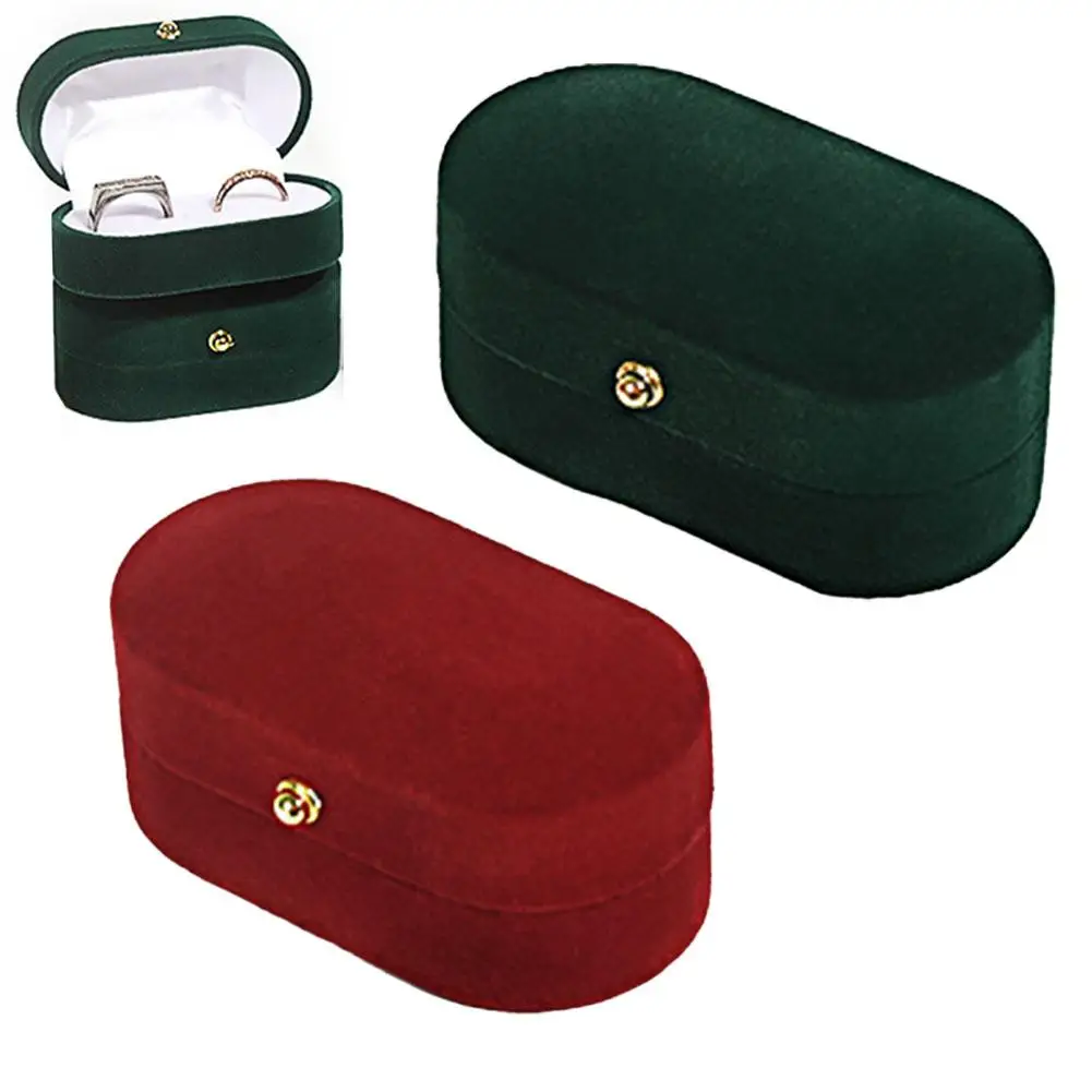 Portable Jewelry Box for Travel, Plush Mini Ring Earring Organizer Case with Gold Clasp, Gift for Couples Women