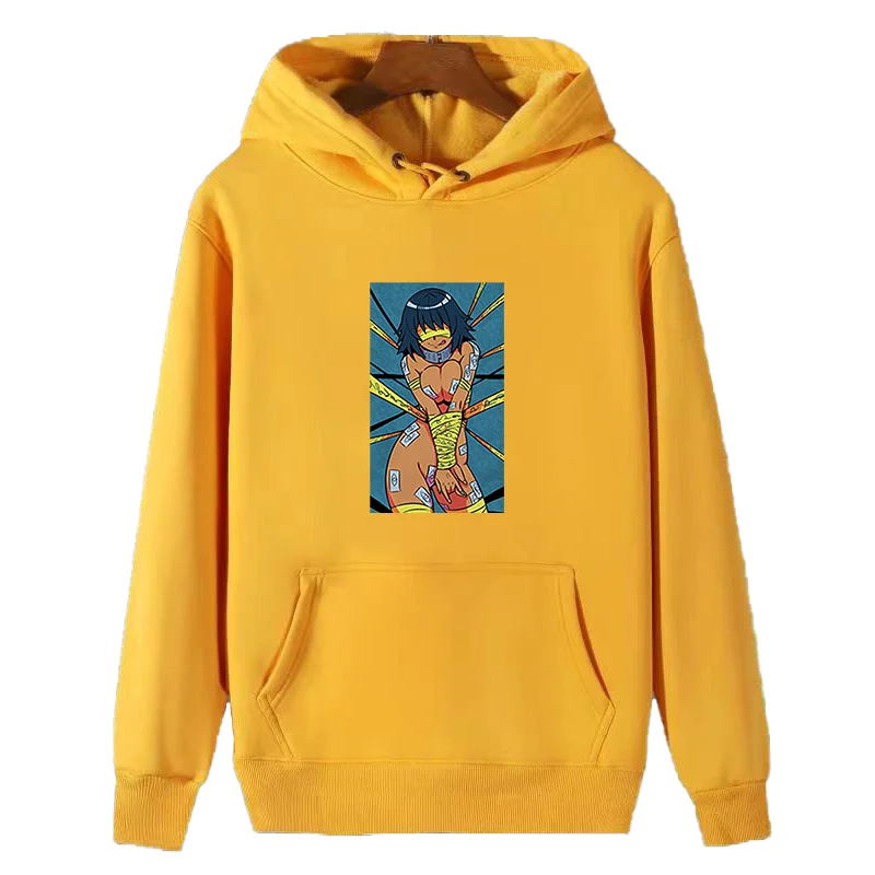Anime Girl Japanese Manga Fashion Graphic Hooded Sweatshirts Winter Fleece Hoodie Thick Sweater Essentials Hoodie Men Sportswear