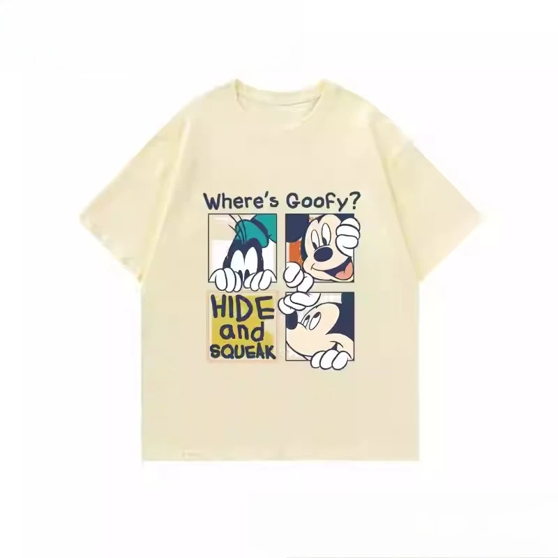 

Праздничная футболка Disney с рисунком аниме Микки и Минни, топ с короткими рукавами и принтом, свободный удобный топ для родителей и детей, большие размеры