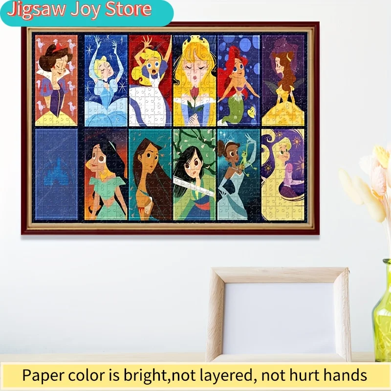1000 قطعة لغز فسيفساء يدوية الصنع لشخصيات كرتونية من ديزني مثل الأميرة سندريلا وسنو وايت وآرييل وياسمين وبيل، هدية للعطلات