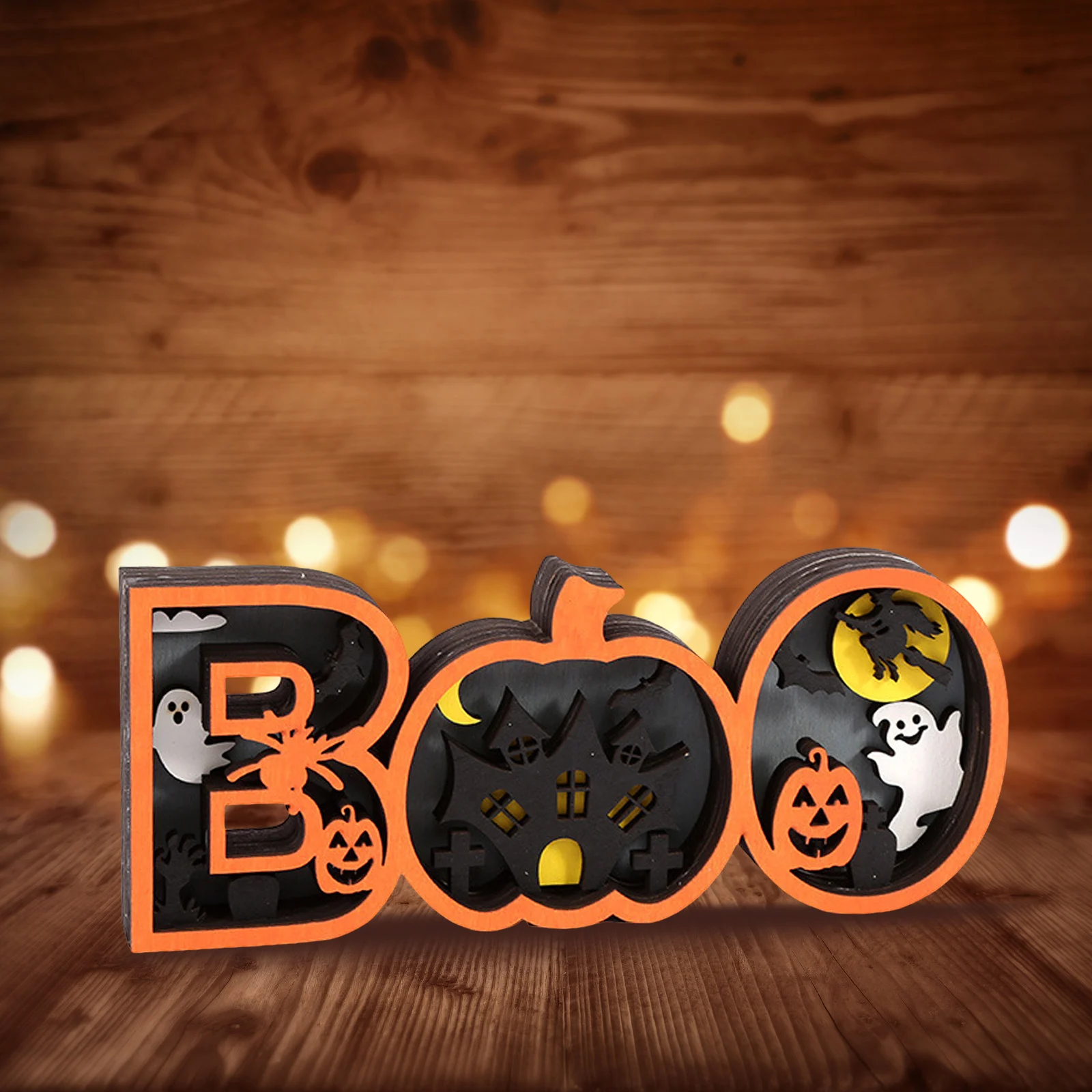 ไฟตกแต่งฮาโลวีน LED รูปทรงไม้ ดีไซน์สร้างสรรค์ สำหรับเทศกาล Trick or Treat โคมไฟตั้งโต๊ะ ของตกแต่งเรืองแสง