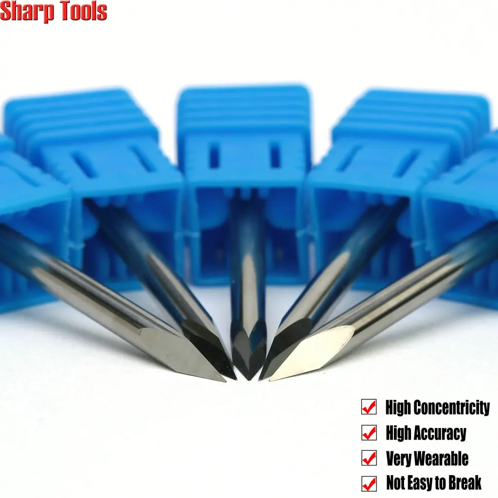 30 มุม 3.175x0.2 มม.3 หน้าพีระมิด PCB แกะสลัก Bits CNC Router เครื่องตัดโลหะแกะสลัก V-Shape คาร์ไบด์ End Mill เครื่องมือ