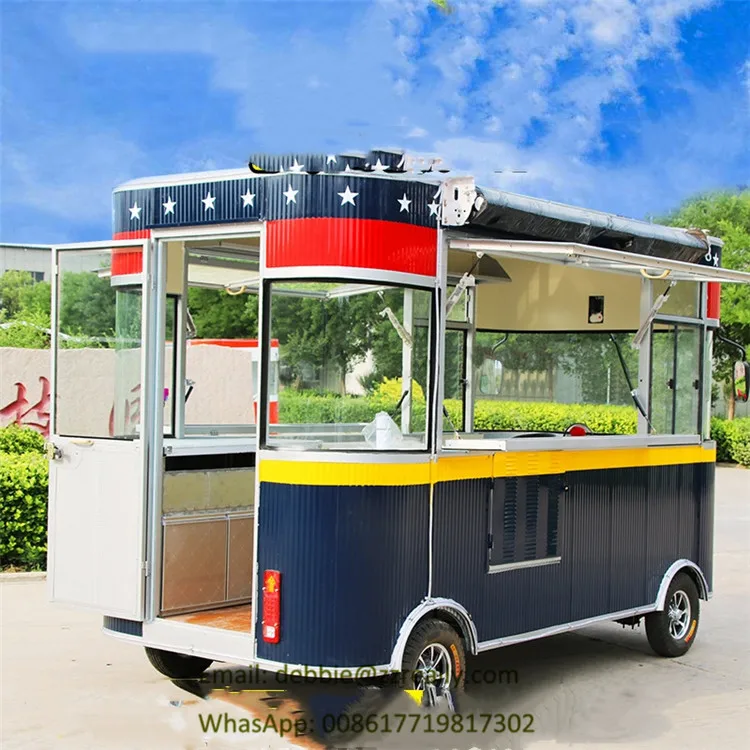 Chinese Mobile Food Trailer Cart Large Square Food Truck With Windows