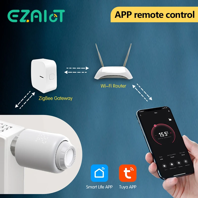 Tuya ZigBee Thermostat Radiator Actuator Smart TRV Thermostatic Valve Head Temperature Controller Voice Alexa Google Home Alice