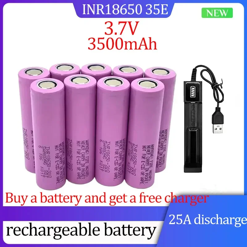 2-30pcs 3.7V 18650 Batte INR18650 35E 3500mAh Rechargeable Batte 25A Discharge Suitable for Screwdriver Flashlight Electric Toys