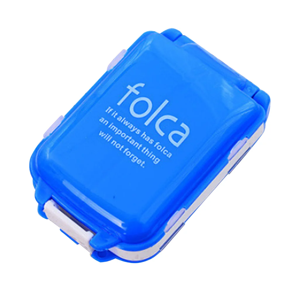 Double Layer 8 Compartments Portable Plastic Medicine Storage Case Container (Blue) containers organizer