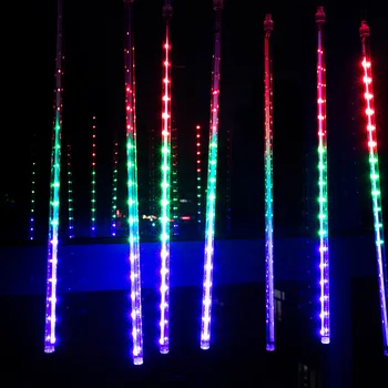 LED Meteor Shower Fairy String Garland Light, 8 tubos, UE, EUA Plug, Holiday, Decoração de Natal, Casamento, Decoração do jardim, 30 cm, 50cm