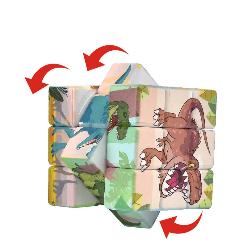 3x3 マジックスピードキューブパズルパーティーおもちゃプロフェッショナルマジックキューブ 3D スムーズパズル頭の体操ツイストおもちゃ漫画恐竜キューブ