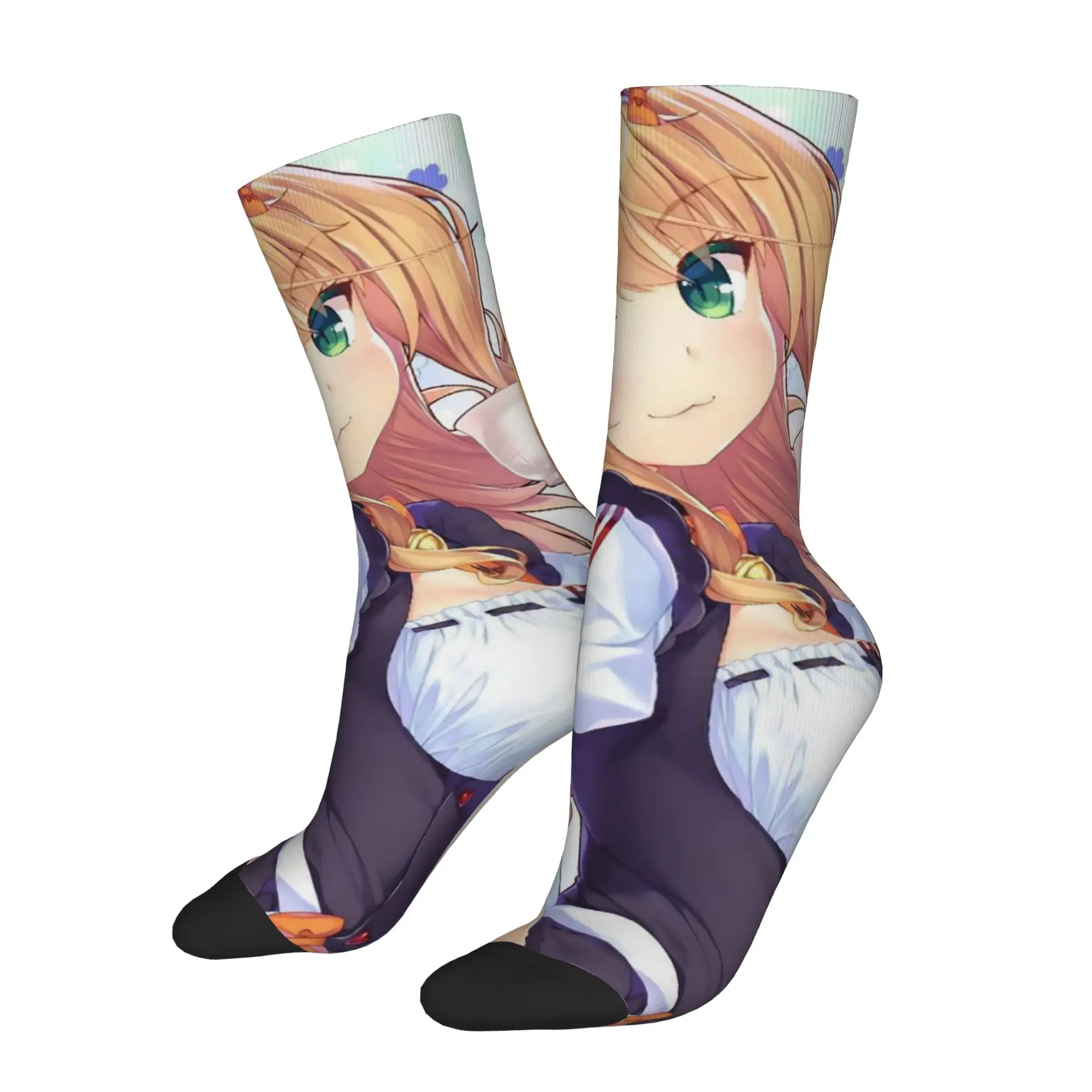 

Retro Nekopara Cartoon Soccer Socks Games Polyester Crew Socks for Women Men Breathable