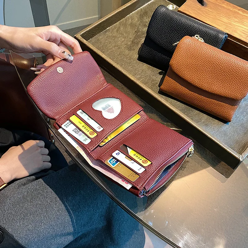 Western PU Leather Multi-card slot Large Capacity Women Wallet Fashion Three Floded Purse for Ladies