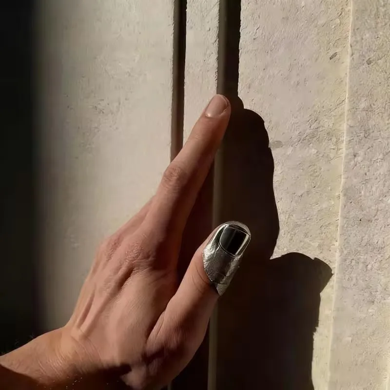 2026 Neues Künstlerisches Unregelmäßiges Textur-Knöchelring-Set Gold & Silber Hip-Hop-Stil Vollfinger-Ringe – Detail 4