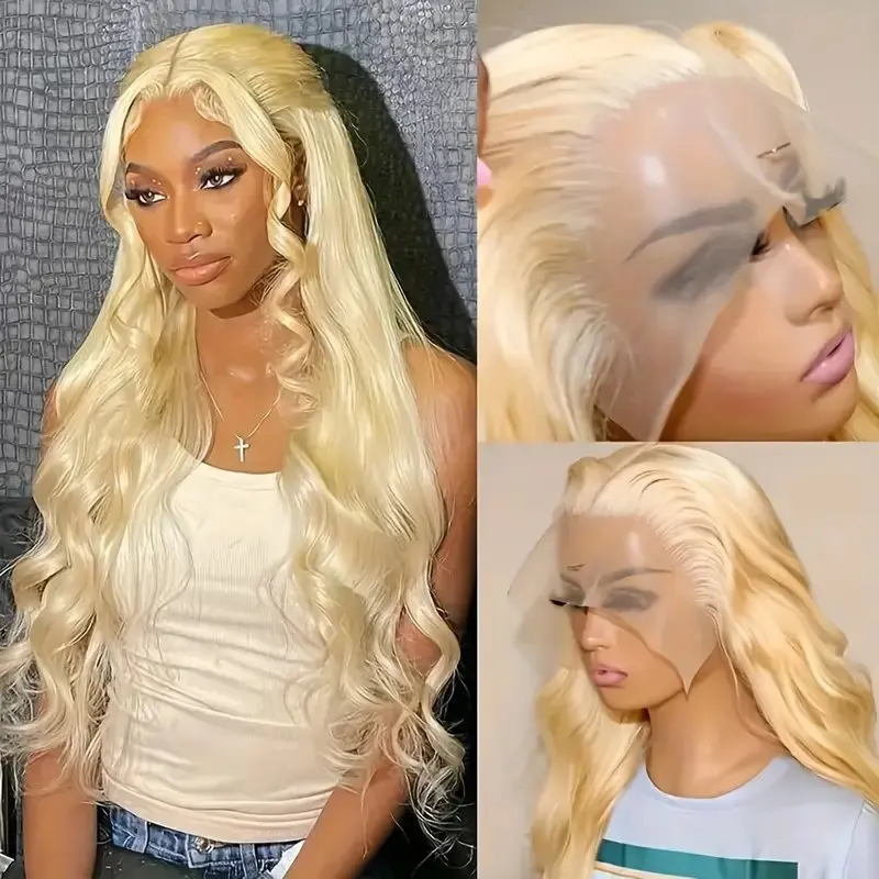 13x6 HD Lace Wig 18 38 Inch Human Hair Blonde 613 Colored Body Wave Glueless Frontal Wigs Water Wave 150 Density