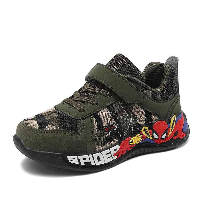 Boys Breathable Mesh Camo Sneakers, Spider-Man Spring Running Shoes for Kids Casual Sport Footwear New Arrival
