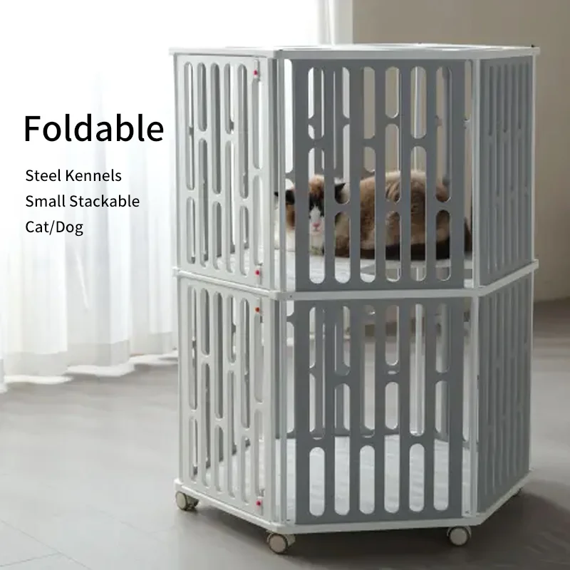 Small Portable Button Closure Solid Pattern Steel Kennels Airline-Approved Foldable Dog Cat Carriers Outdoor Pet Plastic Tray