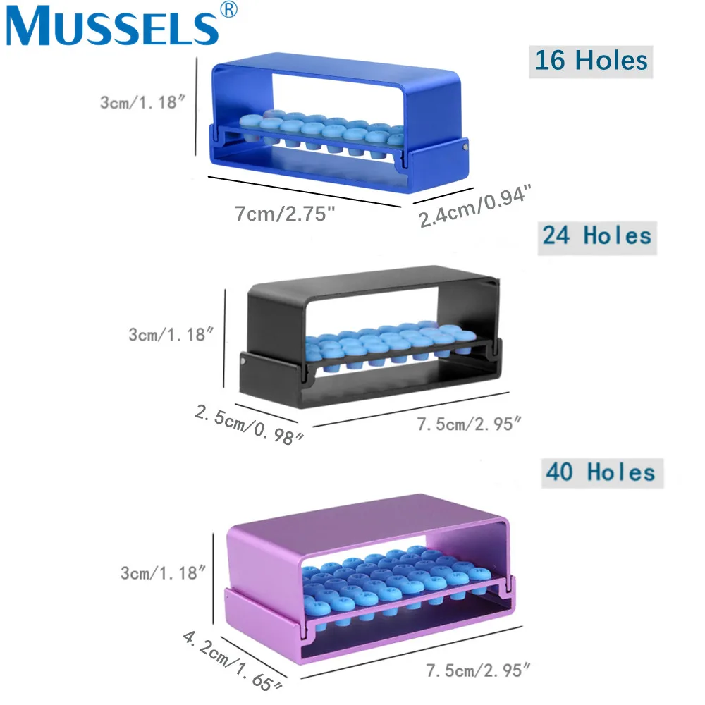 16/24/40 Holes Dental Bur Holder Box Aluminium Silicon Sterilizer Case Drills Disinfection Block Endo File Organizer Autoclave