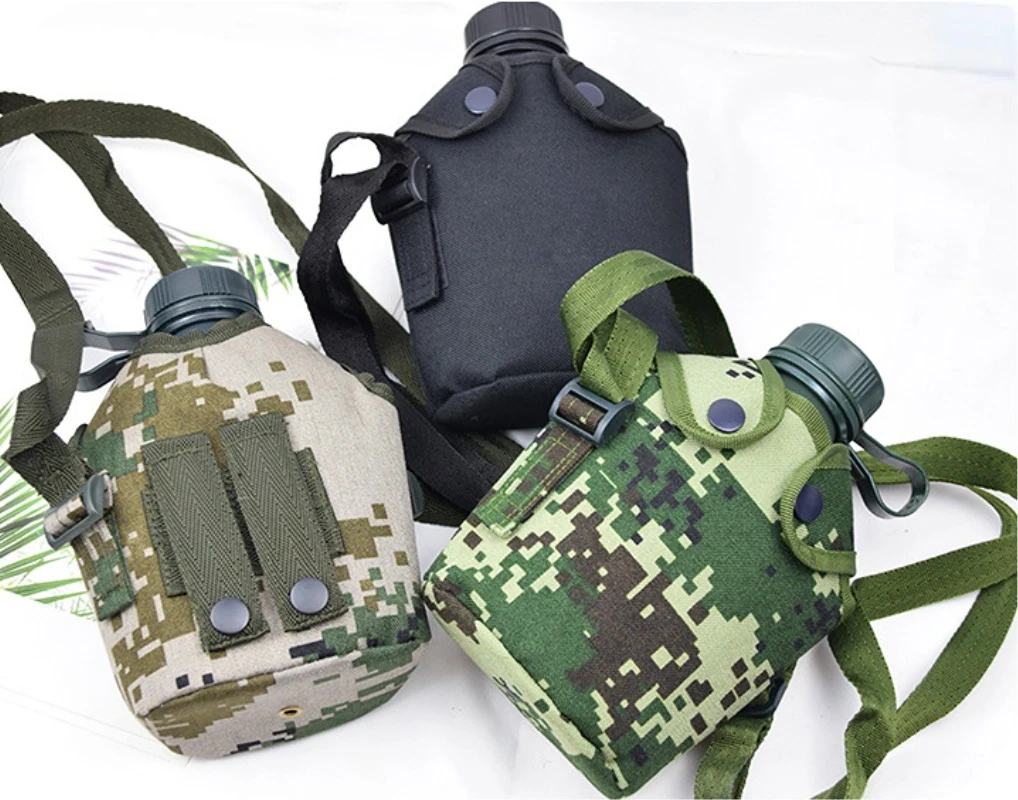 1L Outdoor Sports Water Bottle Military Camping Water Bottle With Pouch Canteen Bottle Camping Hiking Survival Drinking Kettle