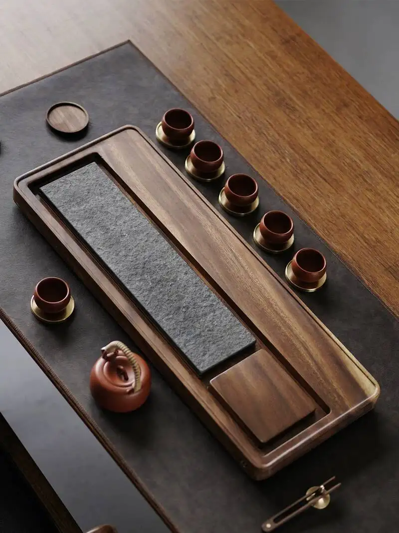 A Black Walnut Wood Tray For Home Use, Made Of Solid Wood, Japanese Style, Simple, Modern, Light Luxury, Small Tea Table With