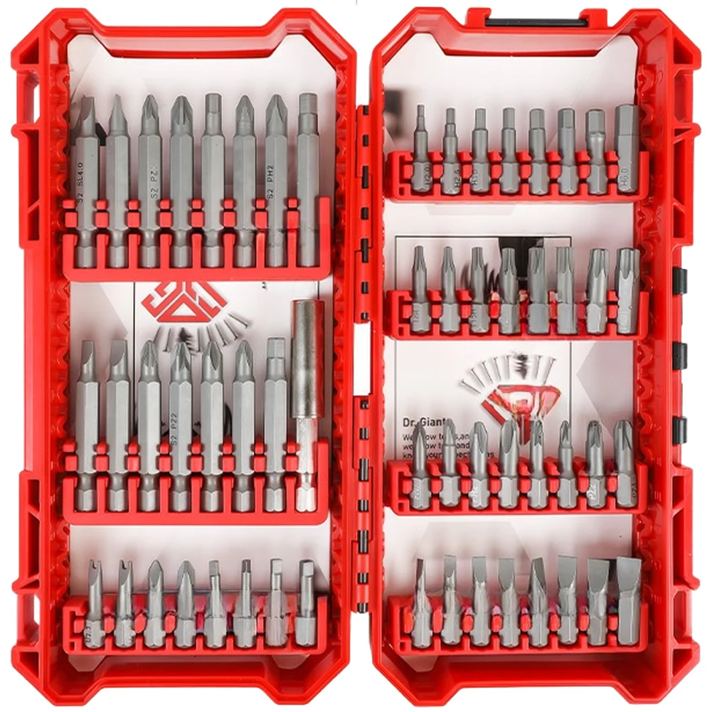 56-Piece Steel Screwdriver Bit Set With Magnetic Tips, Alloy Steel Driver Bits For Electric Drill, Anti-Slip Knurled Shank In St