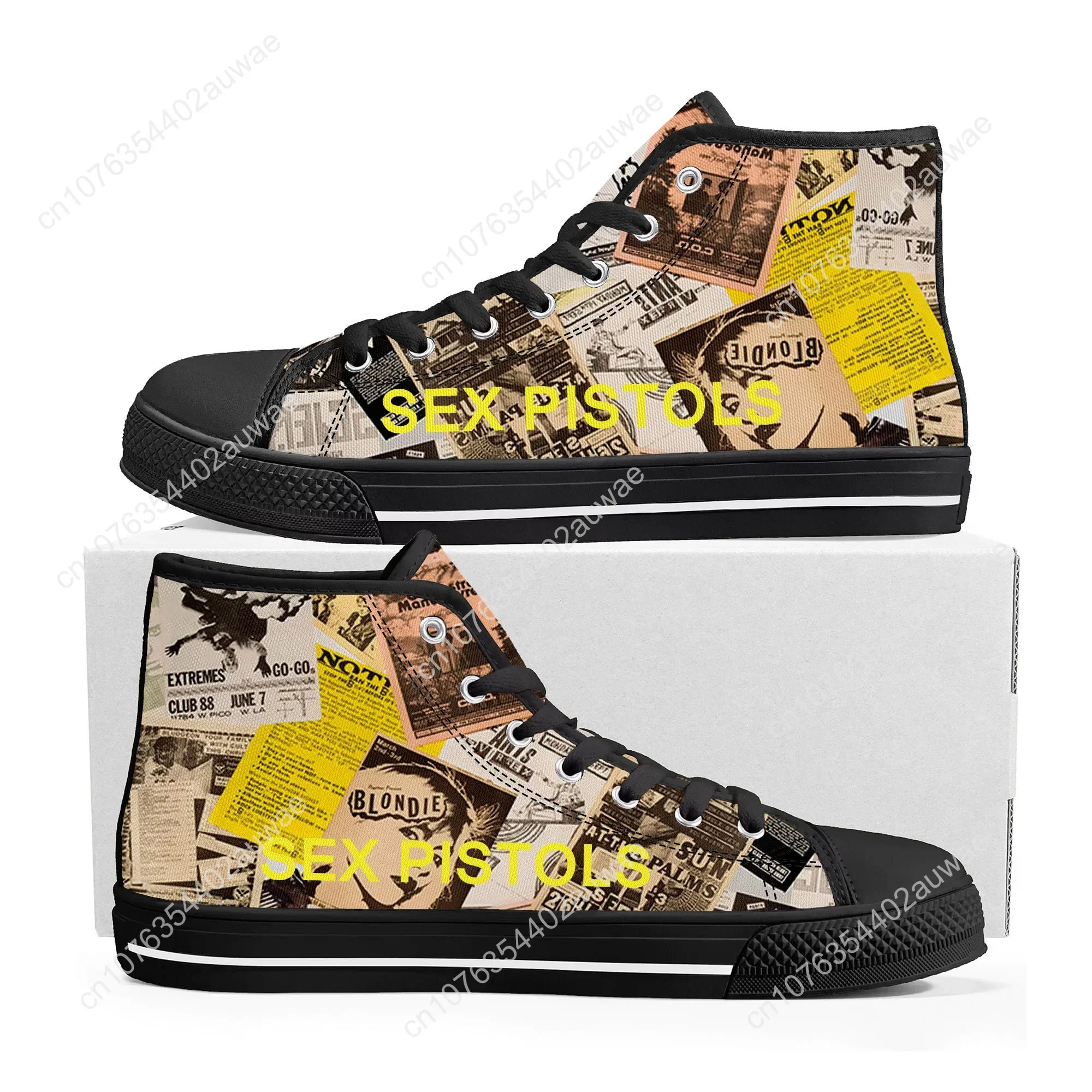 Pistole del sesso Punk Rock Band High Top Sneakers di alta qualità uomo donna adolescente Canvas Sneaker Casual coppia scarpe scarpe personalizzate