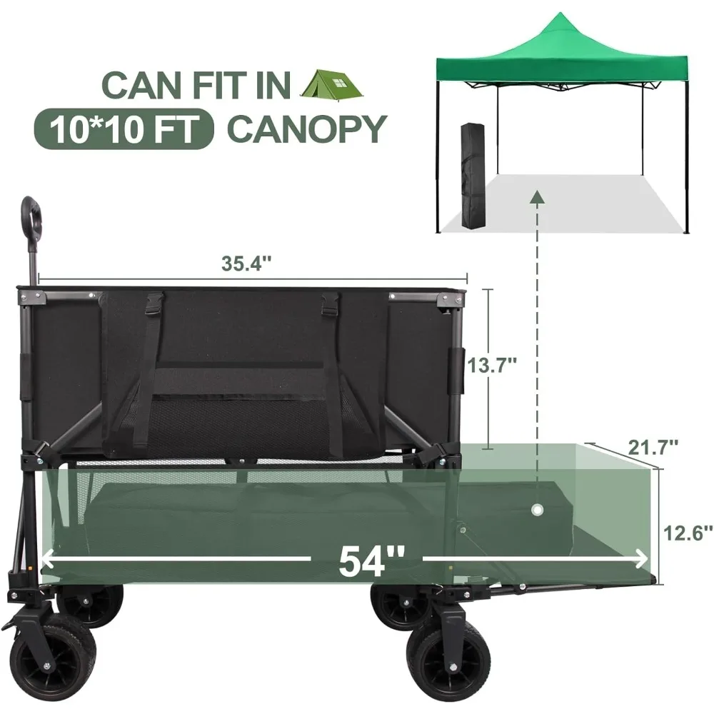 Heavy-Duty Collapsible Utility Cart with Large Wheels for Outdoor Adventures, Beach, Camping - 600LBS Capacity, 400L Storage