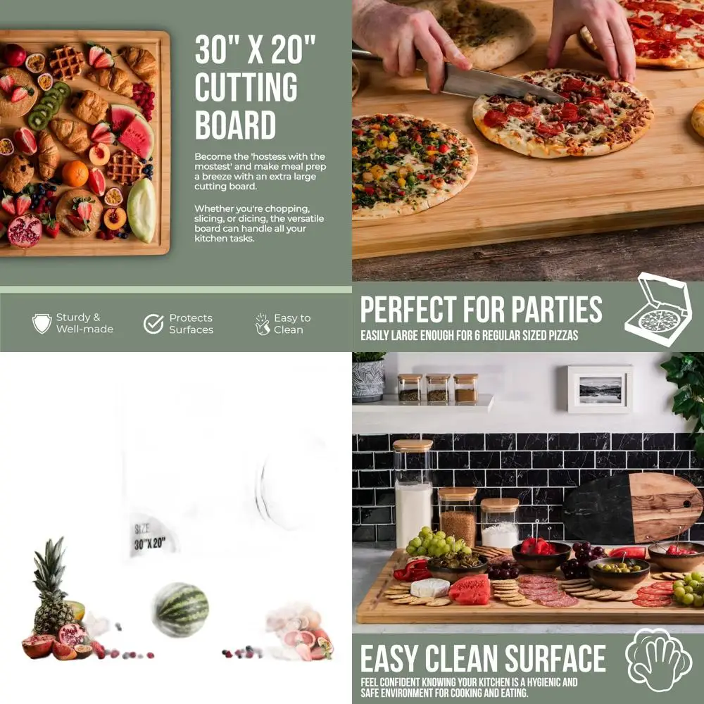 

Extra Large Bamboo Chopping Board 30x20 - Heavy Duty Kitchen Cutting Board for Meat, Vegetables, and Charcuterie