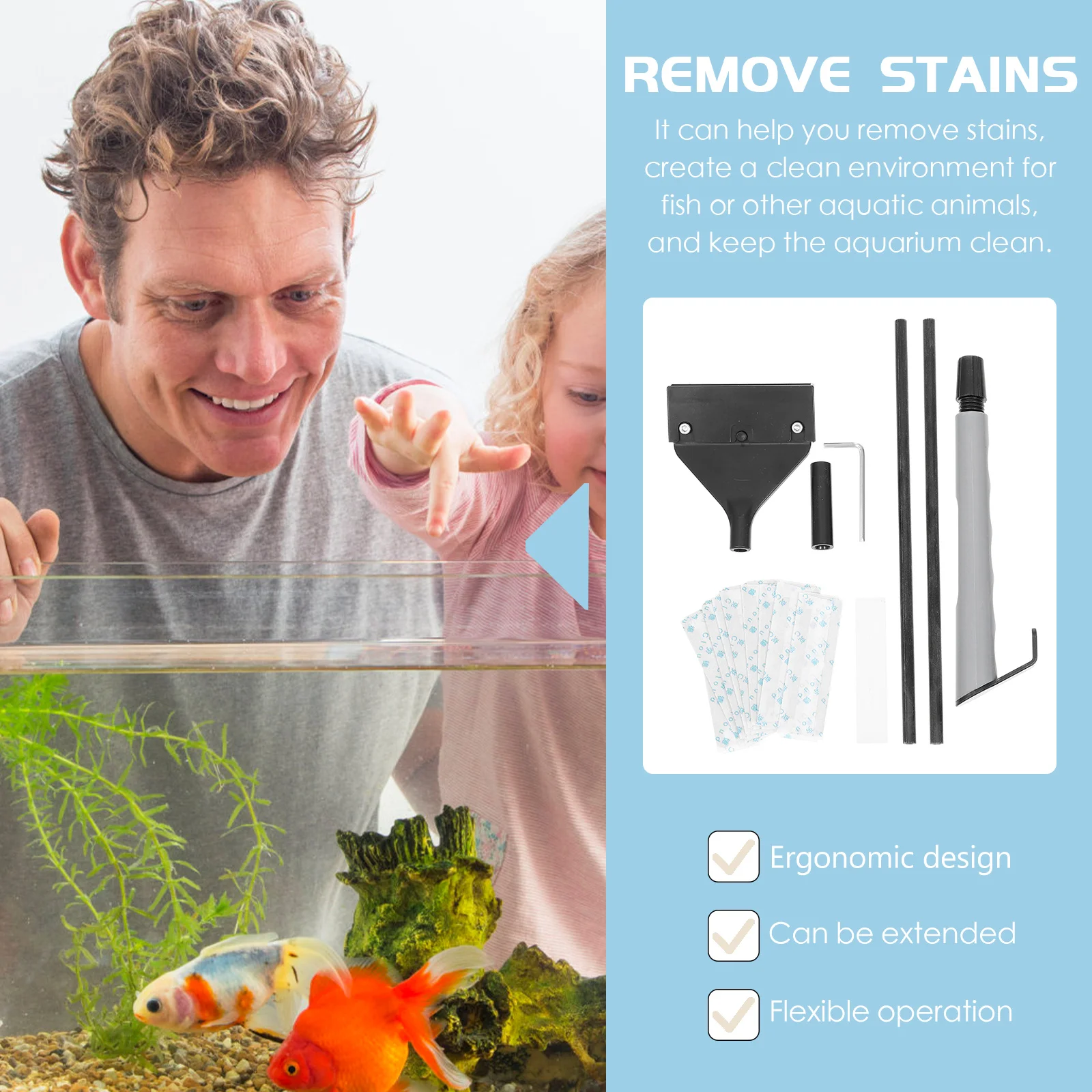 

Grass Tank Algae Scraper Handle Aquarium Cleaner Plastic Fish Cleaning Tools for