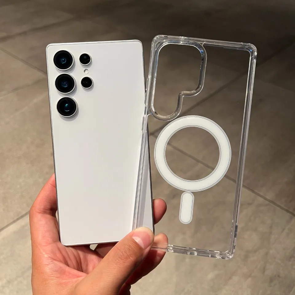Funda magnética transparente de acrílico para Samsung Galaxy S25 S24 S26 Ultra S22 S23 Plus S21 FE A16 A15 A55 A35, cubierta delgada y clara 6
