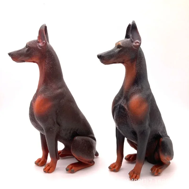 Realistic Solid Animal Simulated Puppy Models: Pitbull, Doberman and Shepherd Pet Dog Toys Figurines