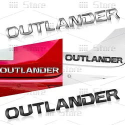 3D ABS Plastic Black/Silver Letter Logo Fender Rear Body Tailgate Badge Decal For Mitsubishi Outlander Emblem Accessories