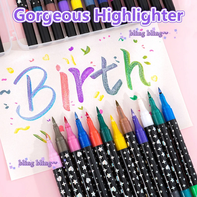 

24-96 цветных блестящих маркеров, ручки, блестящая кисть, маркер, кисть с двойным наконечником, блестящий маркер для художественных принадлежностей, открыток, книжек-раскрасок для взрослых