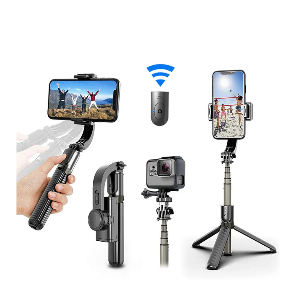 Handheld Gimbal Stabilizer for Smartphone 1-Axis with Selfie Stick Tripod Stand Wireless Bluetooth Remote for iPhone Android