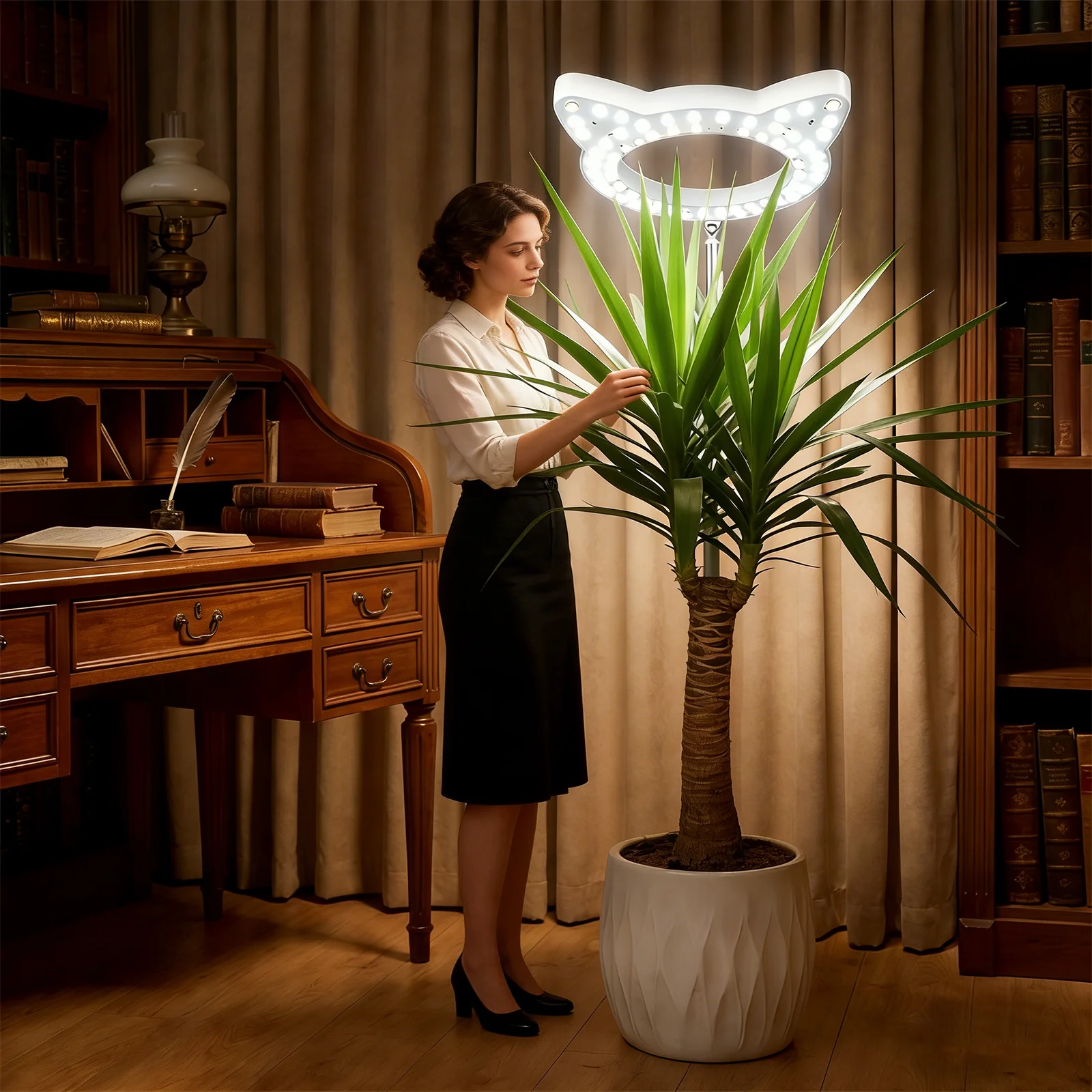 Grow Light for Indoor Plant,Full Spectrum Plant Light with 3/9/12H Auto Timer,10-Level Dimmable,Height Adjustable for Tall Plant