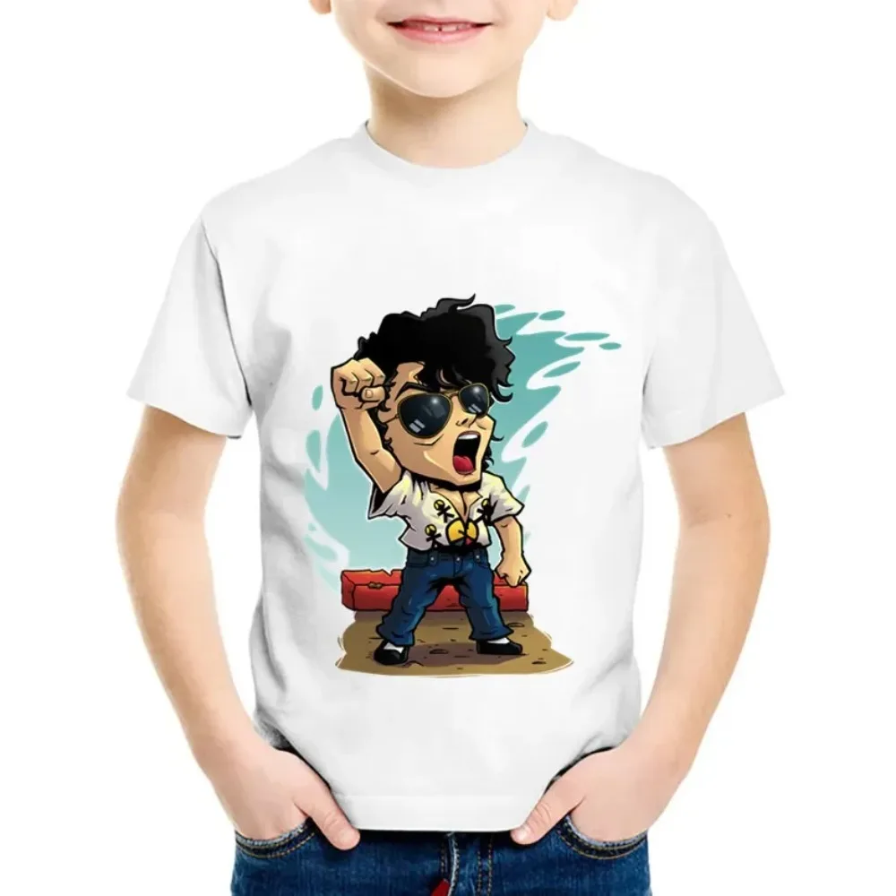 

Fashion Michael Jackson Print Children's Short Sleeved Shirt Cartoon Summer Kid Cotton T-shirt Comfortable Baby Girl Current Top