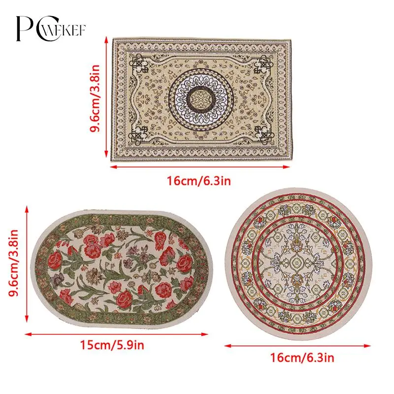 1Pc 1:12 Dollhouse Miniature Floor Rug Cover Carpet Floor Mat Model Bedroom Living Room Decor Toy Doll House Accessories