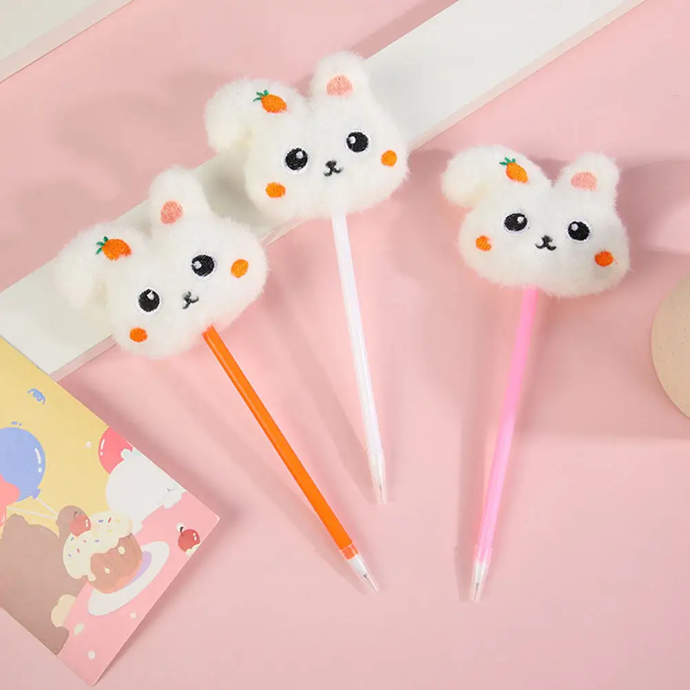 

3Pcs Bunny Top Ballpoint Pens Adorable Cartoon Style Comfortable Grip Portable Lightweight Smooth Writing for Students Teachers