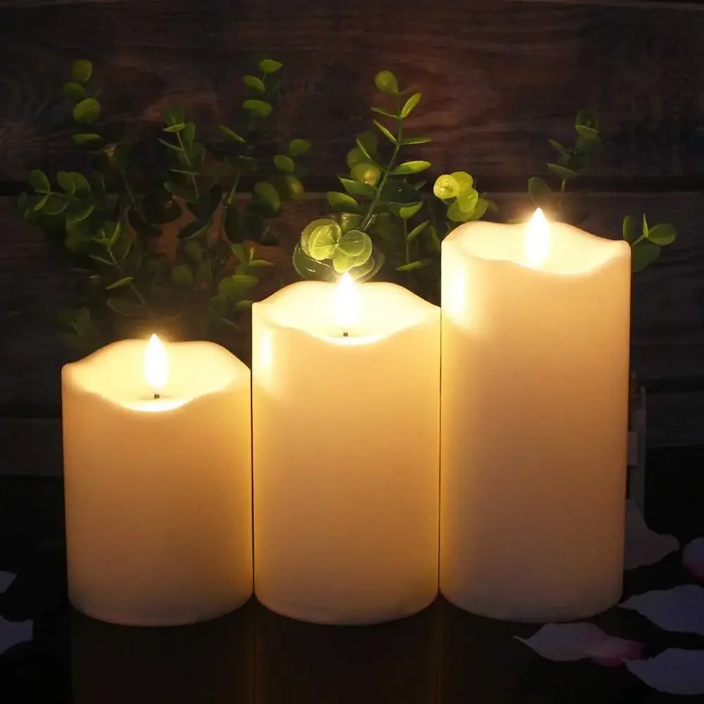 Flickering Flameless Candles 3Pcs/Set Remote Control LED Candles Easter Candle For Home Outdoor Indoor Wedding Decor Lighting