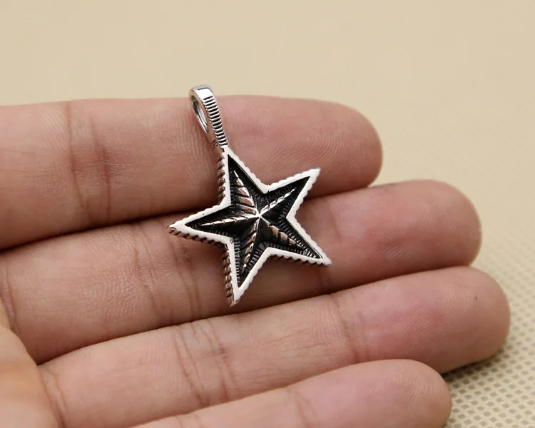 Pendentif étoile à cinq points en argent regardé S925 pour femme, punk, thaï, jumelé, petit collier coréen