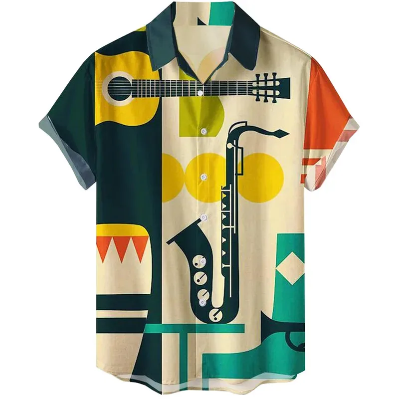 Men Black Cat Printed Casual Short Sleeve Shirts Adult Button Down Summer Beach Hawaiian Shirt Men's Fashion Clothing Top view 4