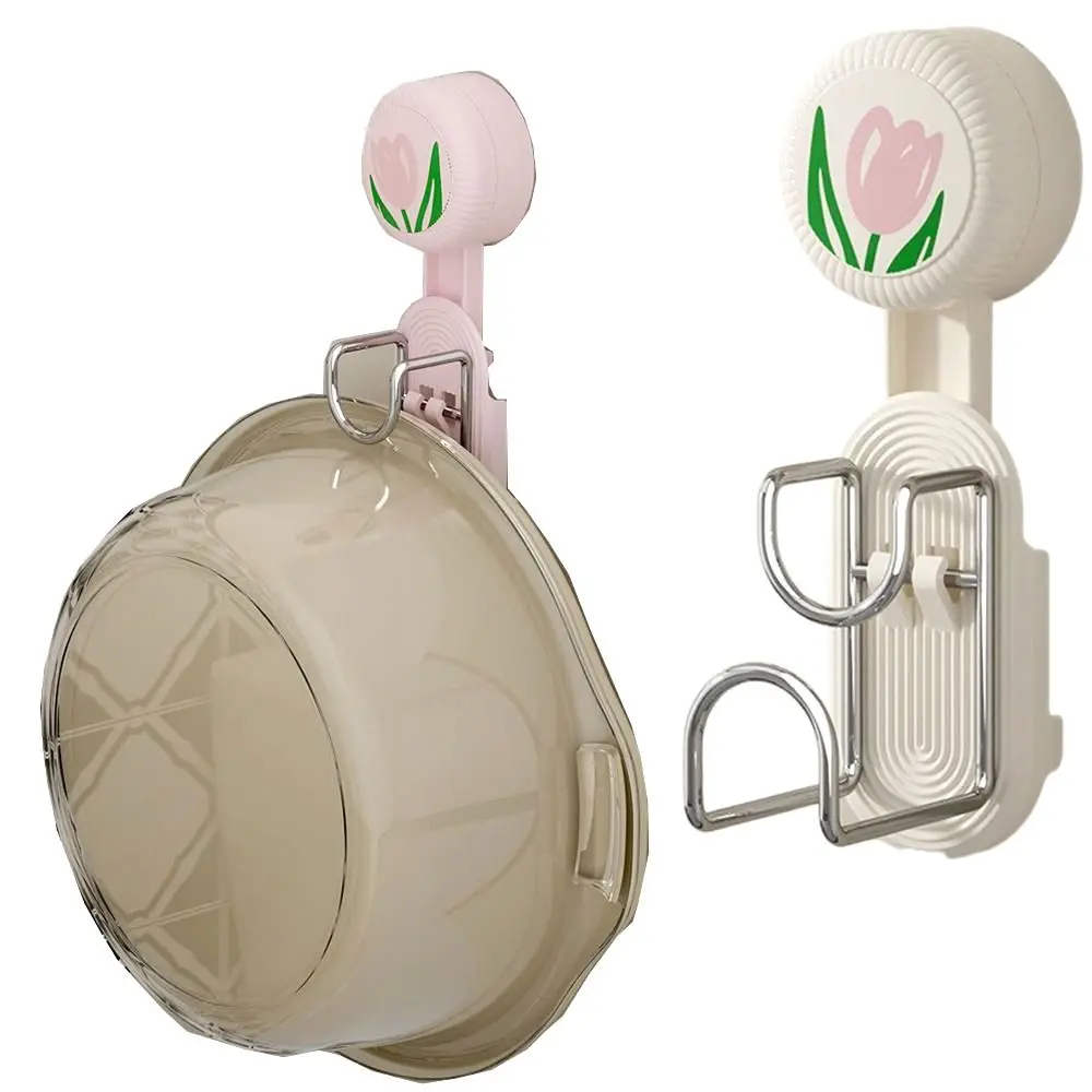 2 adet Lale Çiçek Vantuz Lavabo Kanca Yumruksuz INS Asılı Lavabo Tutucu Su Geçirmez Drenaj Kurutma