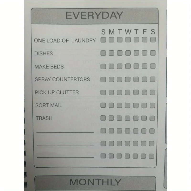 Планировщик уборки из 1 частей с расписанием, еженедельными и ежемесячными планами домашней уборки — идеальное решение для скучных выходных.