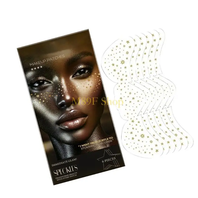 M89F الوجه يلمع النمش بقع ماكياج الوجه النمش كاذبة الجمال الوجه النمش لقضاء عطلة الرقص الموسيقى حفلة ماكياج #5