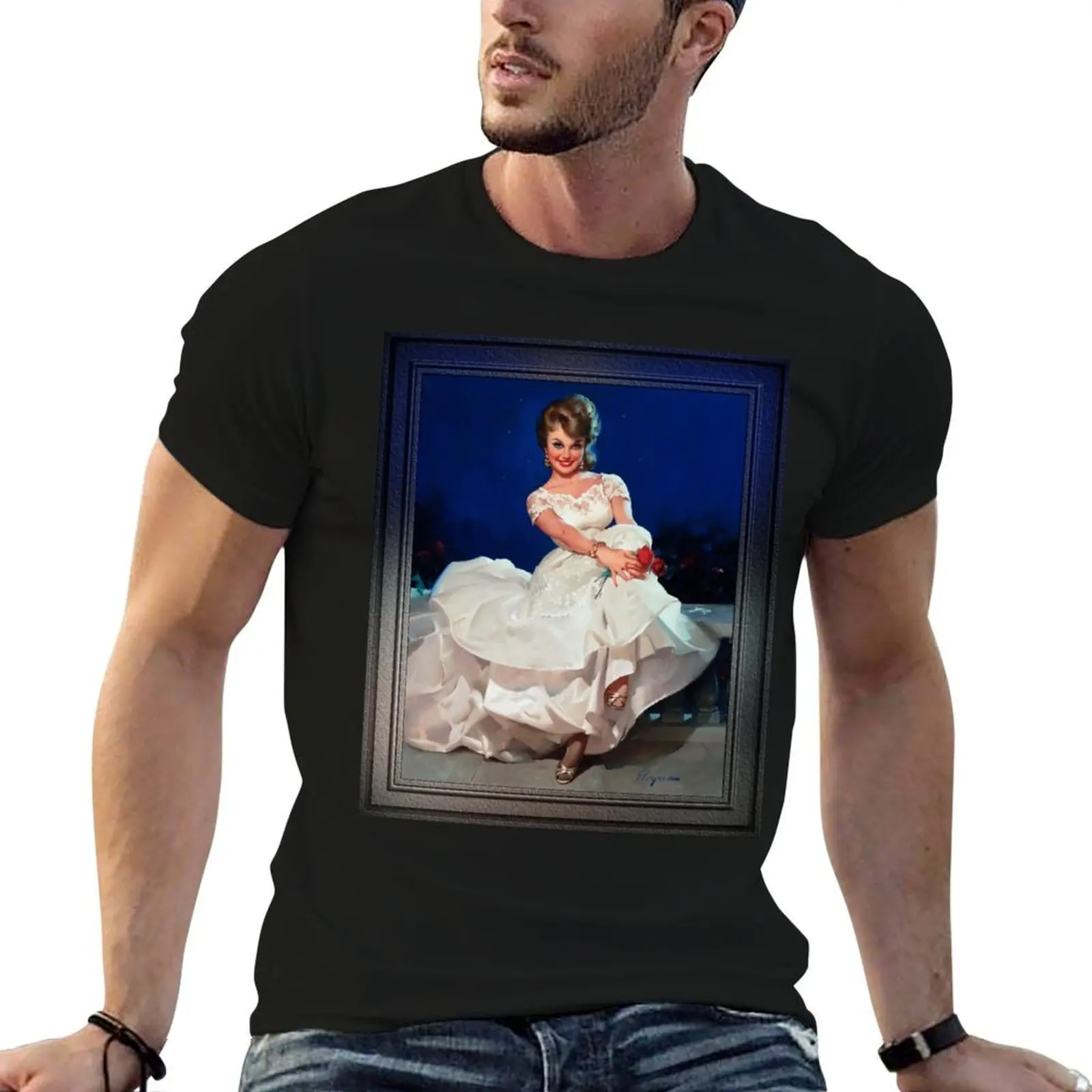 Moonlight and Roses by Gil Elvgren Vintage Wall Decor Xzendor7 Old Masters Art Reproductions T-Shirt