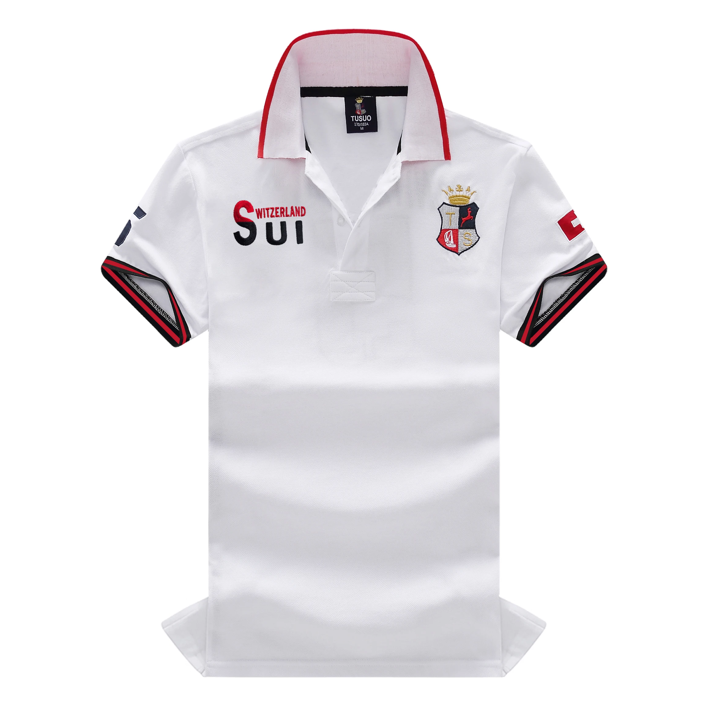 Men's Polo Shirt Classic Switzerland Popular 100% Cotton Embroidery Short Sleeve Sports Collar T-shirt Oversized US Size XS-7XL