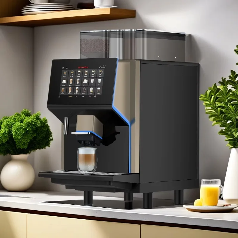 Fully Automatic Commercial Coffee Machine with Integrated Grinder 3 Powder Options for Cafe Restaurant Office Use