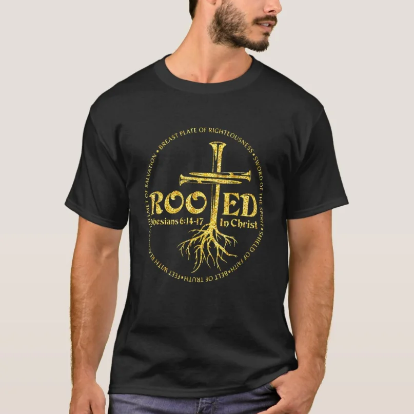 Rooted In Christ Breastplate of Righteousness Christian T-Shirt 100% Cotton O-Neck Short Sleeve Casual Mens T-shirt Size S-3XL