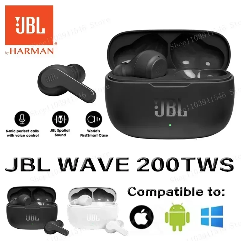 JBL WAVE 200TWS Features True Wireless Earbuds JBL W200 tws Bluetooth 5.0 Earphones Sports Headphones With Mic HK version