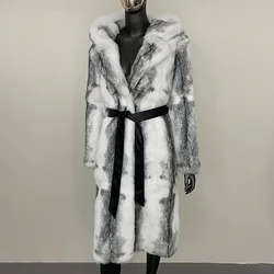 OFTBUY Real Fox Fur Coat Women Long Natural Fur Luxurious Fur Thickened Warm Hooded Jacket Autumn Winter Real Rabbit Fur Coat