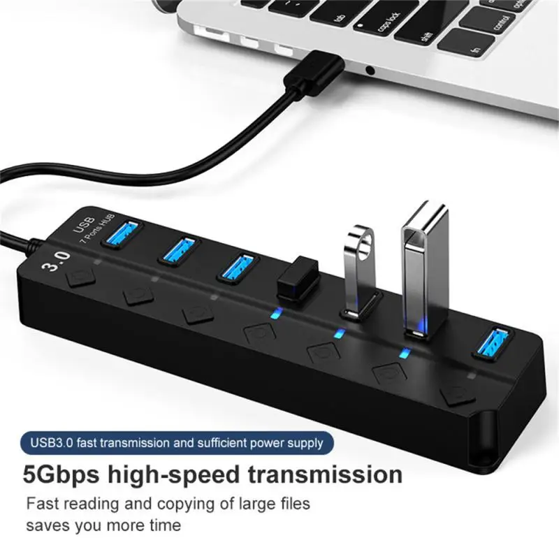 7 Ports USB 3,0 USB HUB Ultra-Dünne Daten USB Splitter Lade Multi USB Port Expander Schnelle Daten Transfer USB Splitter Für Laptop
