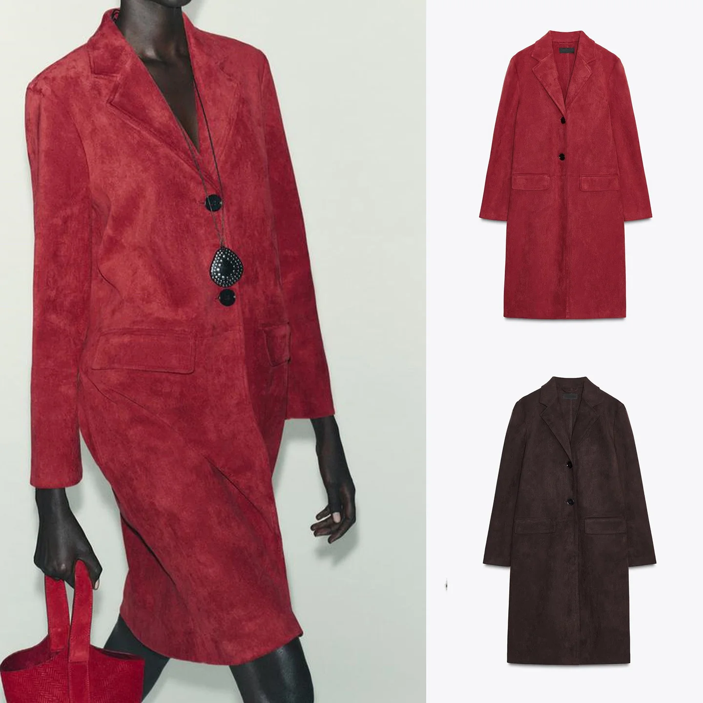 

Осеннее женское матовое пальто Sle Long Sve с прямым подолом и обратным замшевым эффектом Jaet Commute Sle из полиэфирного волокна